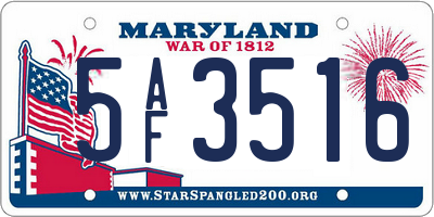 MD license plate 5AF3516
