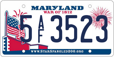 MD license plate 5AF3523
