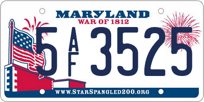 MD license plate 5AF3525