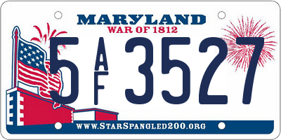 MD license plate 5AF3527