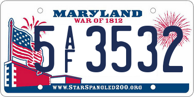 MD license plate 5AF3532