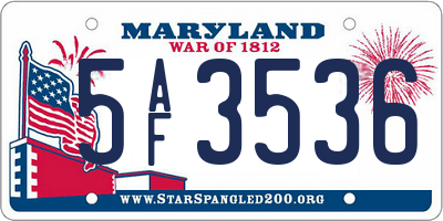 MD license plate 5AF3536