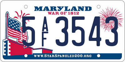 MD license plate 5AF3543