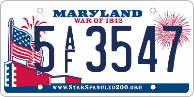 MD license plate 5AF3547