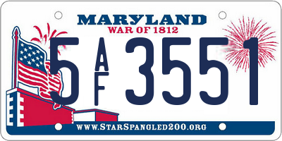 MD license plate 5AF3551