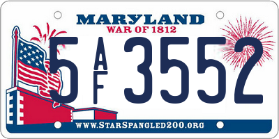 MD license plate 5AF3552
