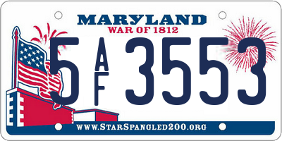 MD license plate 5AF3553