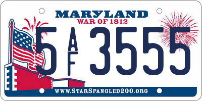 MD license plate 5AF3555