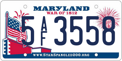 MD license plate 5AF3558