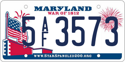 MD license plate 5AF3573