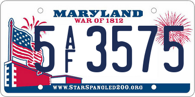 MD license plate 5AF3575