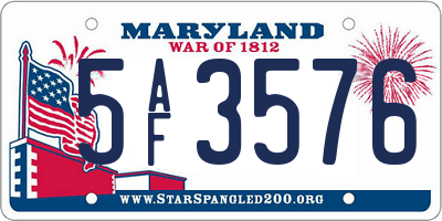 MD license plate 5AF3576