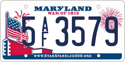 MD license plate 5AF3579
