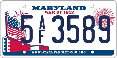 MD license plate 5AF3589
