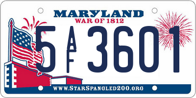 MD license plate 5AF3601