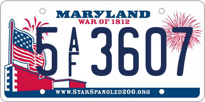 MD license plate 5AF3607