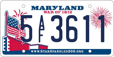 MD license plate 5AF3611