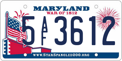 MD license plate 5AF3612