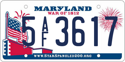 MD license plate 5AF3617
