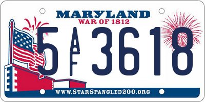 MD license plate 5AF3618