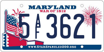 MD license plate 5AF3621