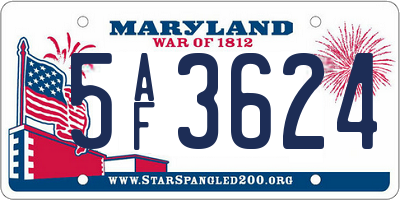 MD license plate 5AF3624