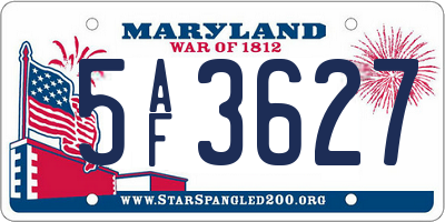 MD license plate 5AF3627