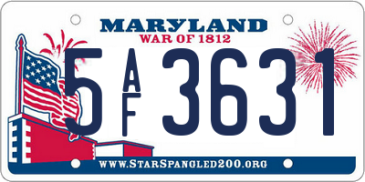 MD license plate 5AF3631