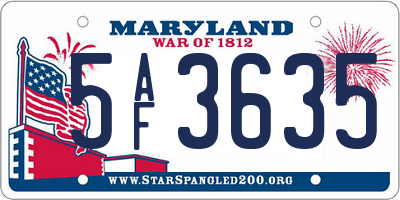 MD license plate 5AF3635
