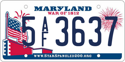 MD license plate 5AF3637