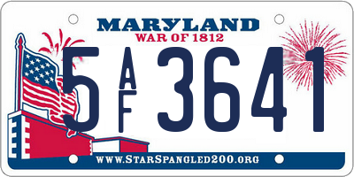 MD license plate 5AF3641