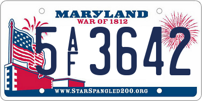 MD license plate 5AF3642