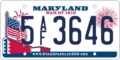 MD license plate 5AF3646