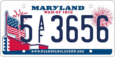MD license plate 5AF3656