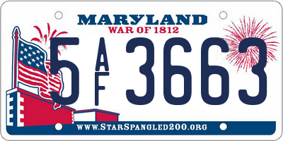 MD license plate 5AF3663