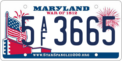 MD license plate 5AF3665
