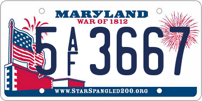 MD license plate 5AF3667