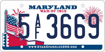 MD license plate 5AF3669