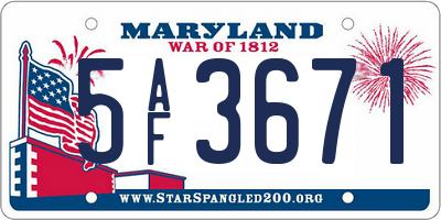 MD license plate 5AF3671