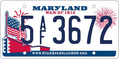 MD license plate 5AF3672