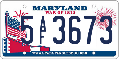 MD license plate 5AF3673