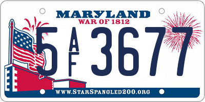 MD license plate 5AF3677