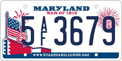 MD license plate 5AF3679