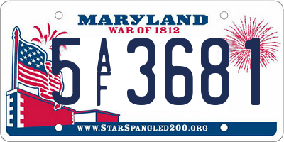 MD license plate 5AF3681