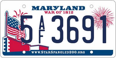 MD license plate 5AF3691