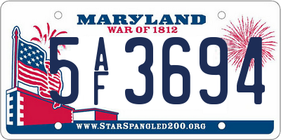 MD license plate 5AF3694