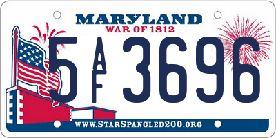 MD license plate 5AF3696