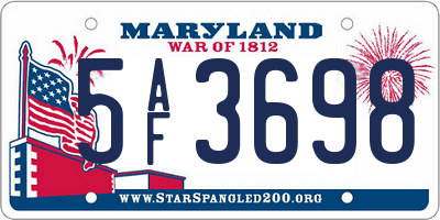 MD license plate 5AF3698