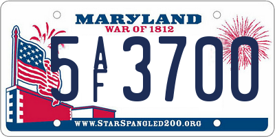 MD license plate 5AF3700