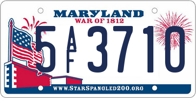 MD license plate 5AF3710